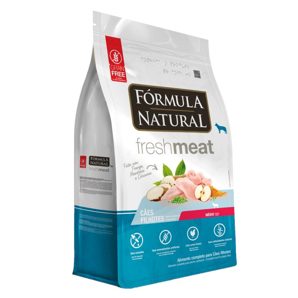 Ração Fórmula Natural Fresh Meat Cães Filhotes Raças Médias 1 Kg