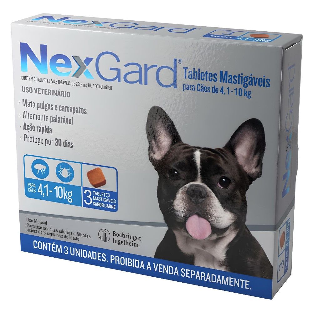 Antipulgas Nexgard Cães de 4,1  à 10Kg - 3 Tabletes
