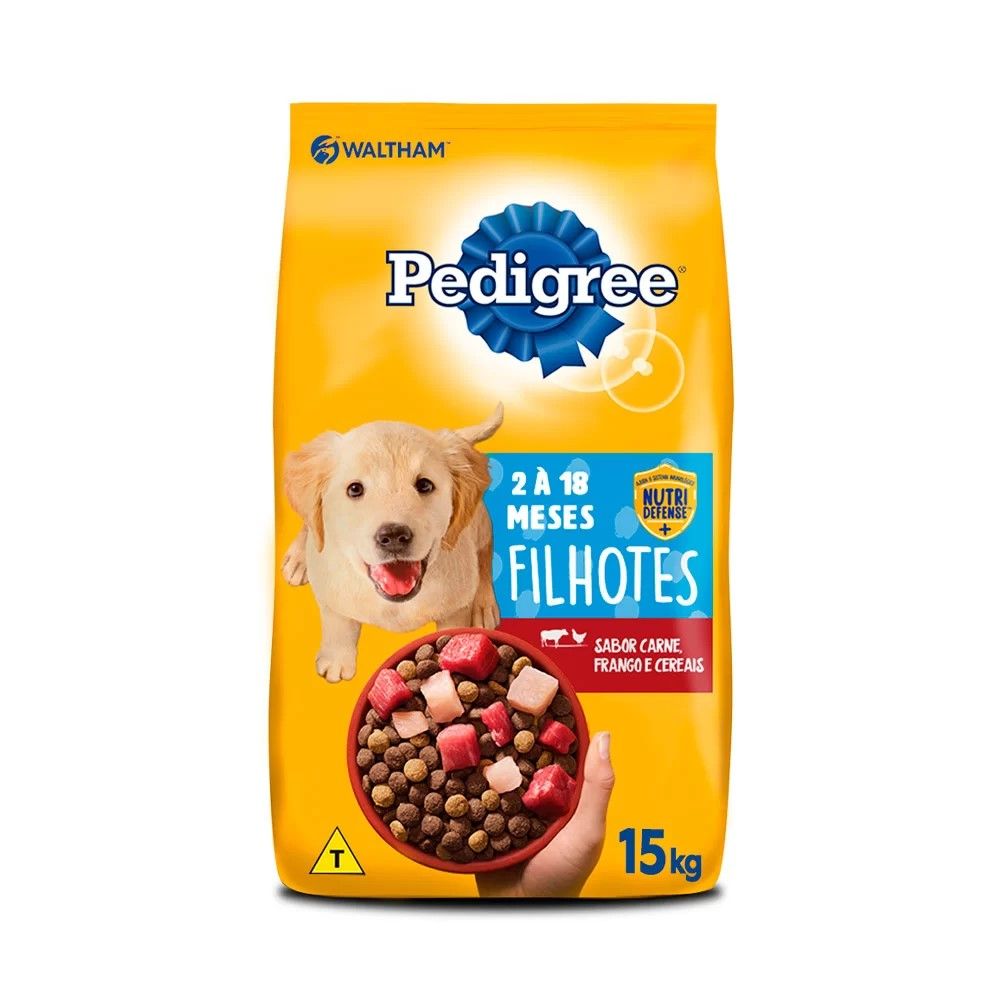 Ração Pedigree para Cães Filhotes de Porte Médio e Grande Sabor Carne, Frango e Cereais 15kg