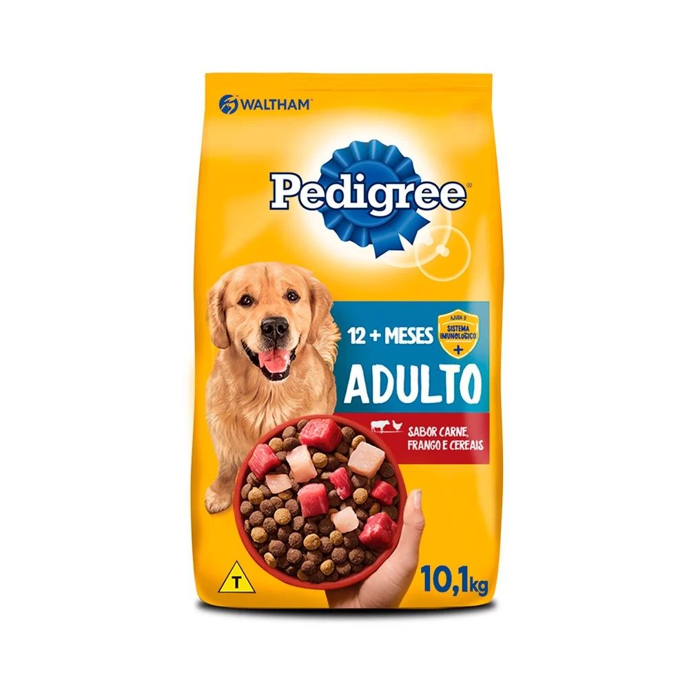 Ração Pedigree para Cães Adultos de Porte Médio e Grande Sabor Carne, Frango e Cereais 10,1kg
