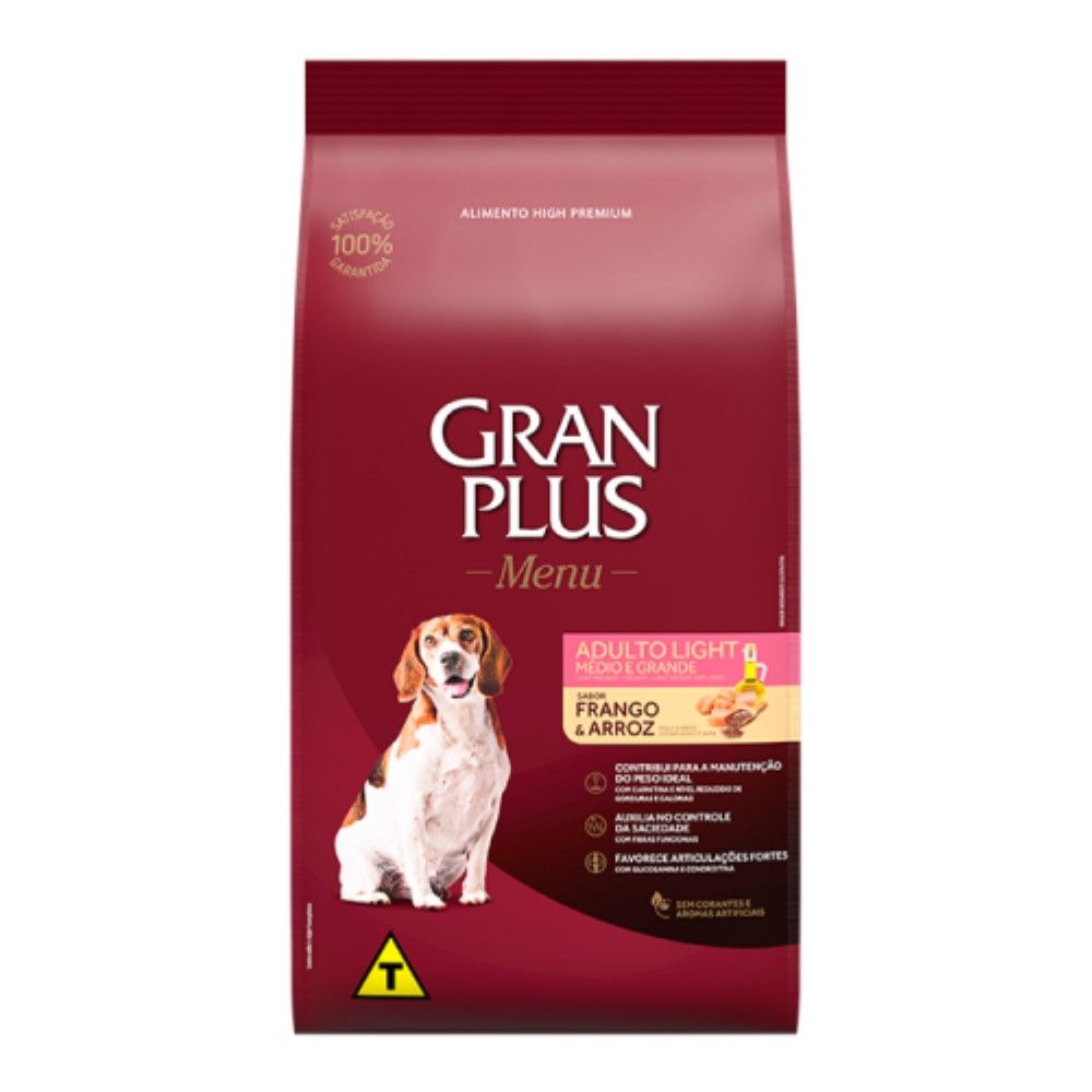 Ração GranPlus Menu Light Cão Adulto Médio e Grande Frango e Arroz 15kg