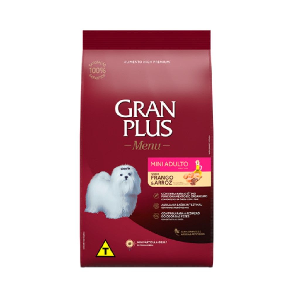 Ração GranPlus Menu Cães Adultos Porte Mini Frango e Arroz 15Kg