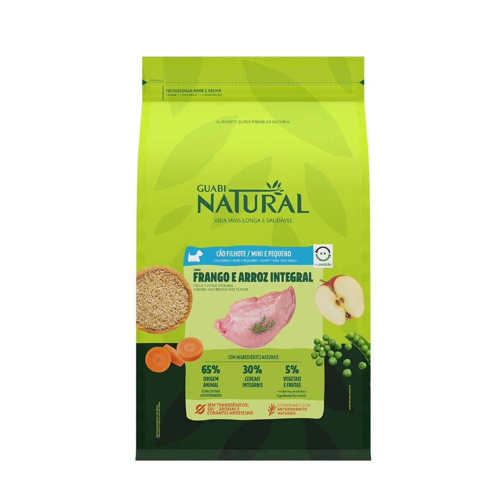 Ração Guabi Natural para Cães Filhotes de Porte Mini e Pequeno Sabor Frango e Arroz Integral 1kg