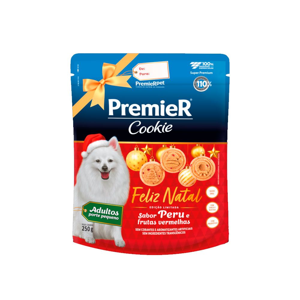 Cookie Premier Cão Adulto Natal Peru e Frutas Vermelhas 250g