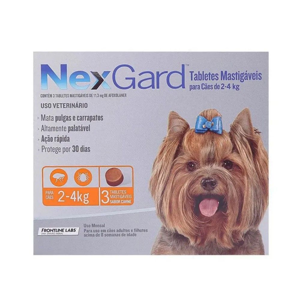 Antipulgas Nexgard Cães de 2 à 4Kg 3 Tabletes