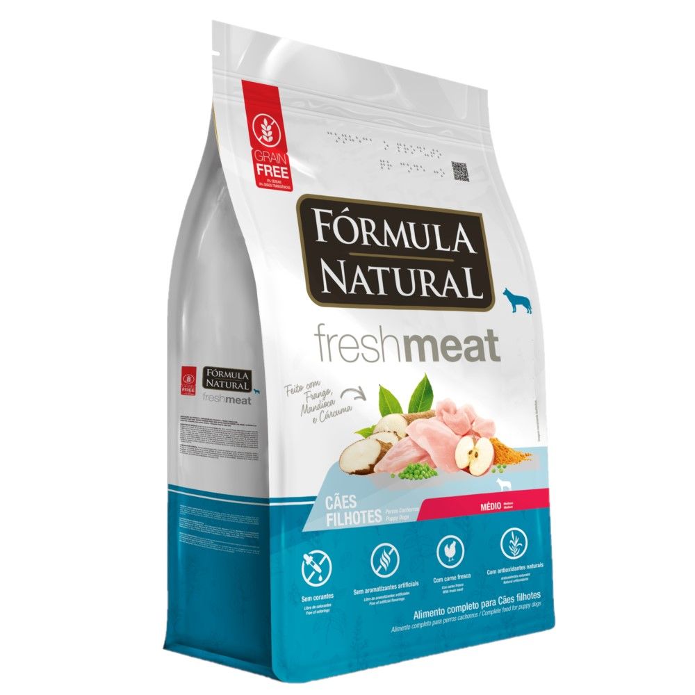 Ração Fórmula Natural Fresh Meat Cães Filhotes Raças Médias  12 Kg