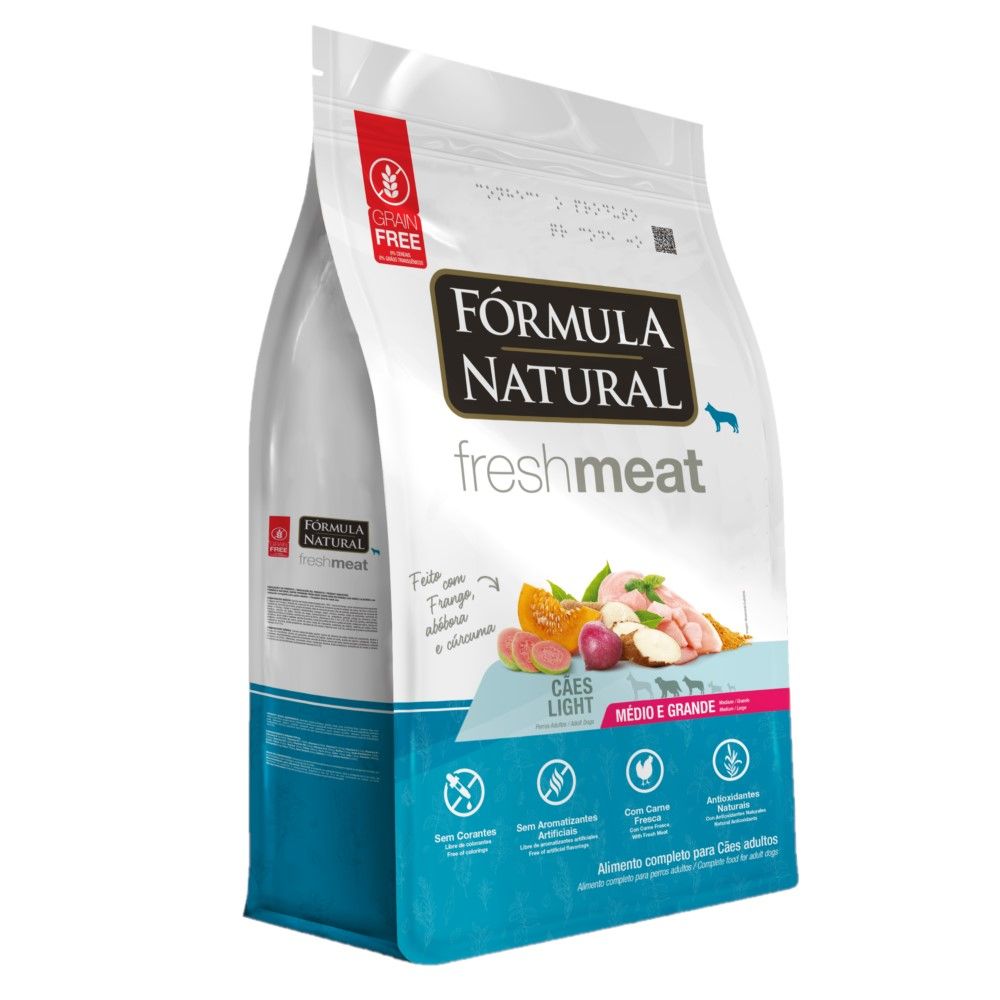 Ração Fórmula Natural Fresh Meat Cães Adultos Raças Médias e Grandes Light 2,5 Kg