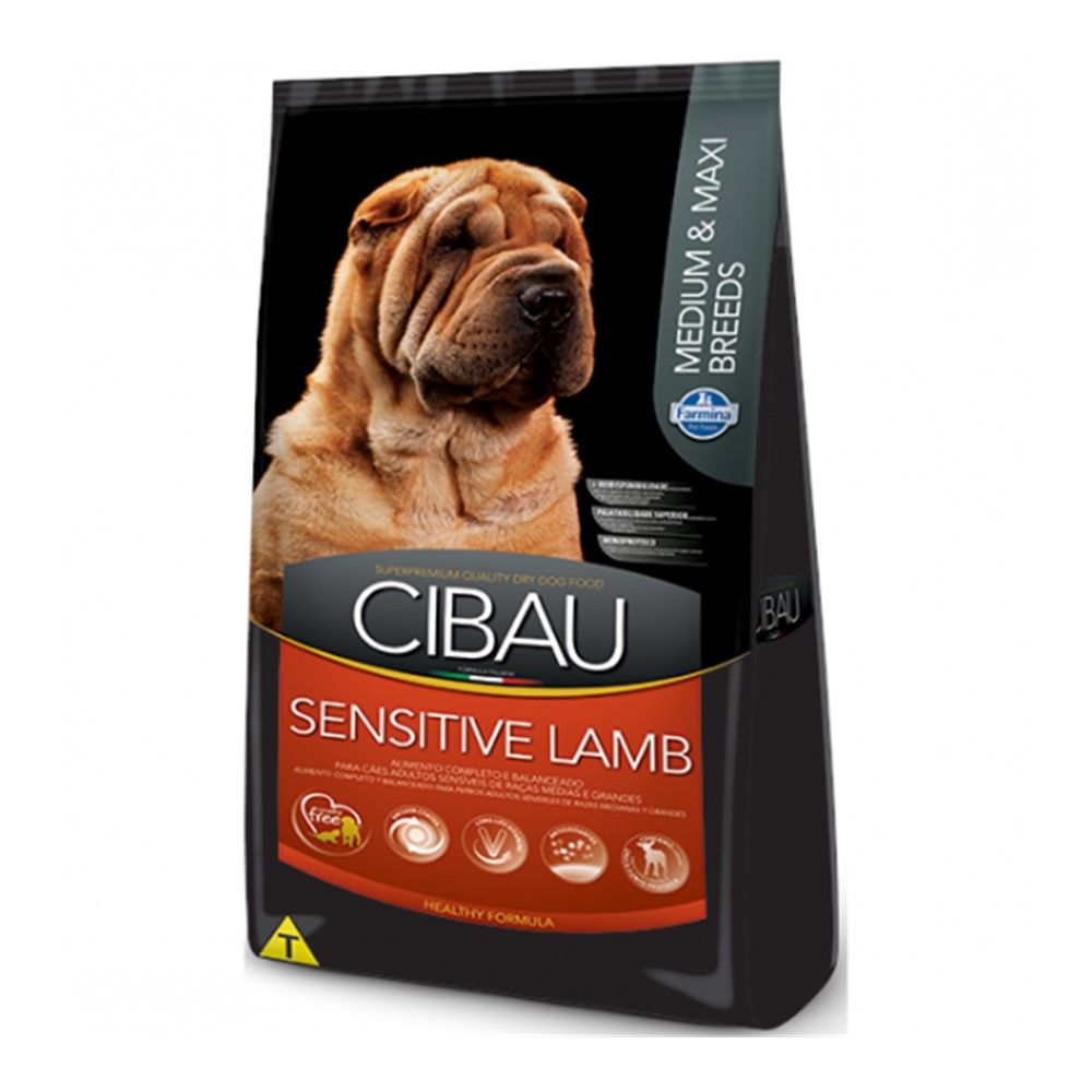 Ração Cibau Sensitive Lamb Cães Adultos Raças Médias e Grandes 12Kg