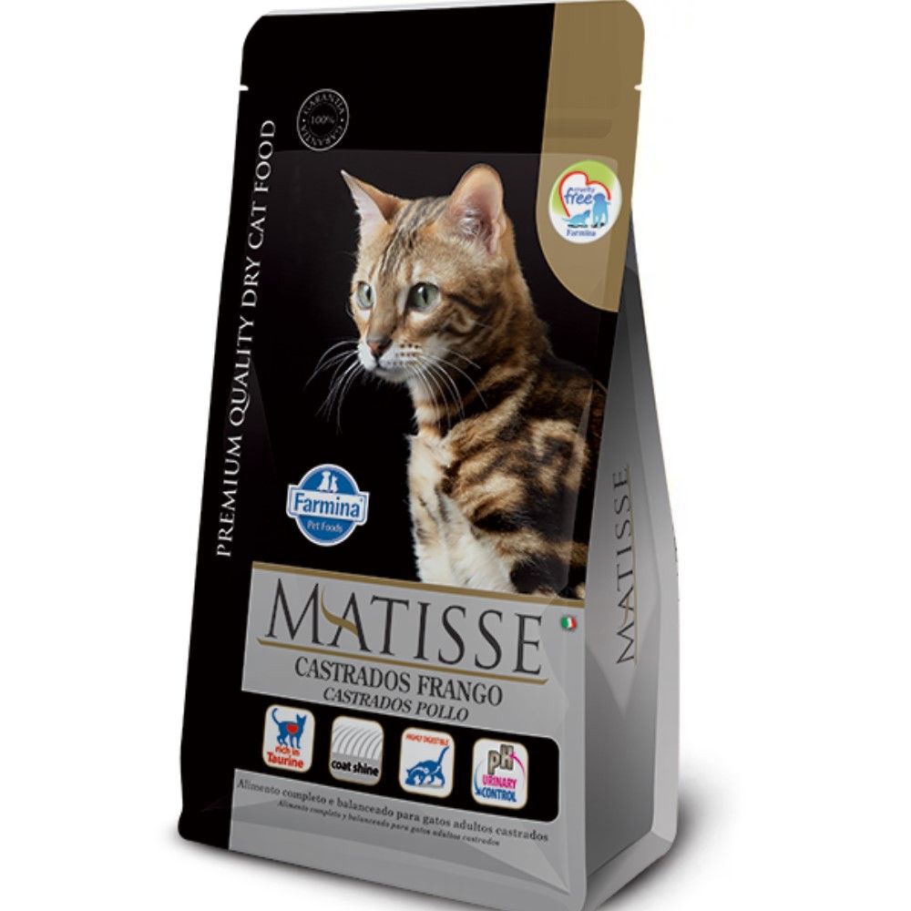 Ração Farmina Matisse para Gatos Adultos Castrados Sabor Frango 800g