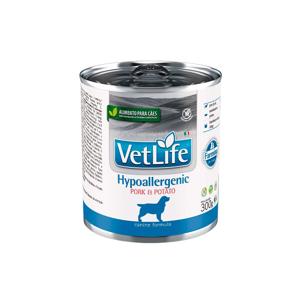 Ração Úmida Farmina Vet Life Hypoallergenic Pork & Potato para Cães Adultos de Todas as Raças 300 g