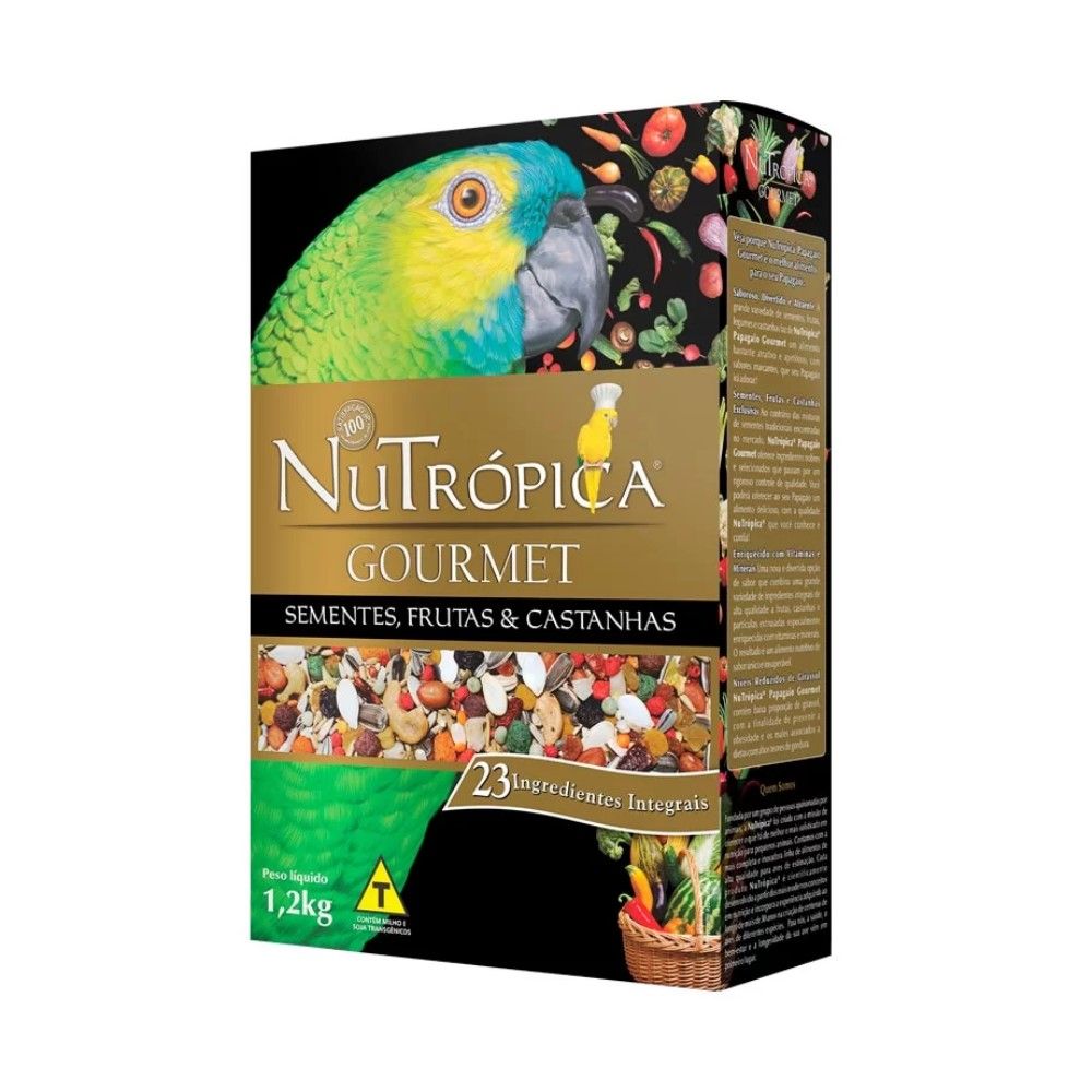 Ração NuTrópica Papagaio Gourmet Sementes, Frutas e Castanhas 1,2Kg