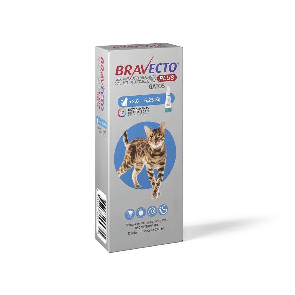 Bravecto Antipulgas Transdermal Plus MSD para Gatos de 2,8 a 6,25kg