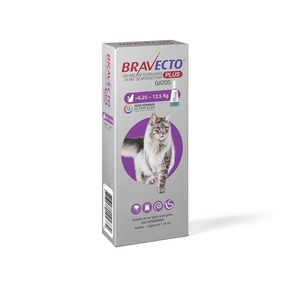 Bravecto Antipulgas Plus MSD para Gatos de 6,24kg a 12,5kg