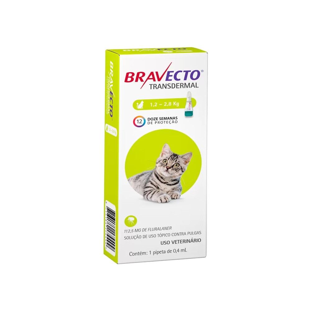 Bravecto Antipulgas Transdermal MSD para Gatos 1,2 a 2,8kg