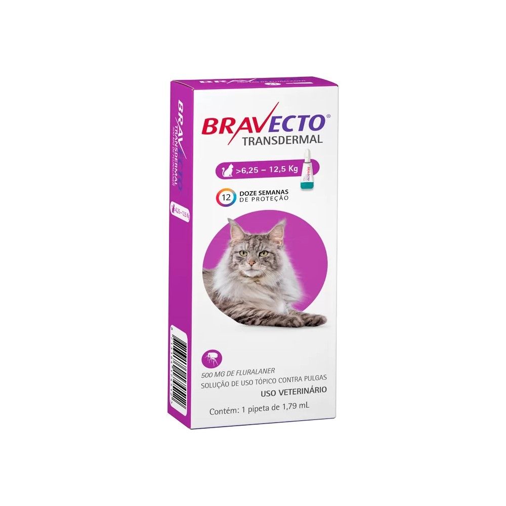 Antipulgas Bravecto Transdermal 1,79 ml Gatos 6,25 à 12,5 Kg