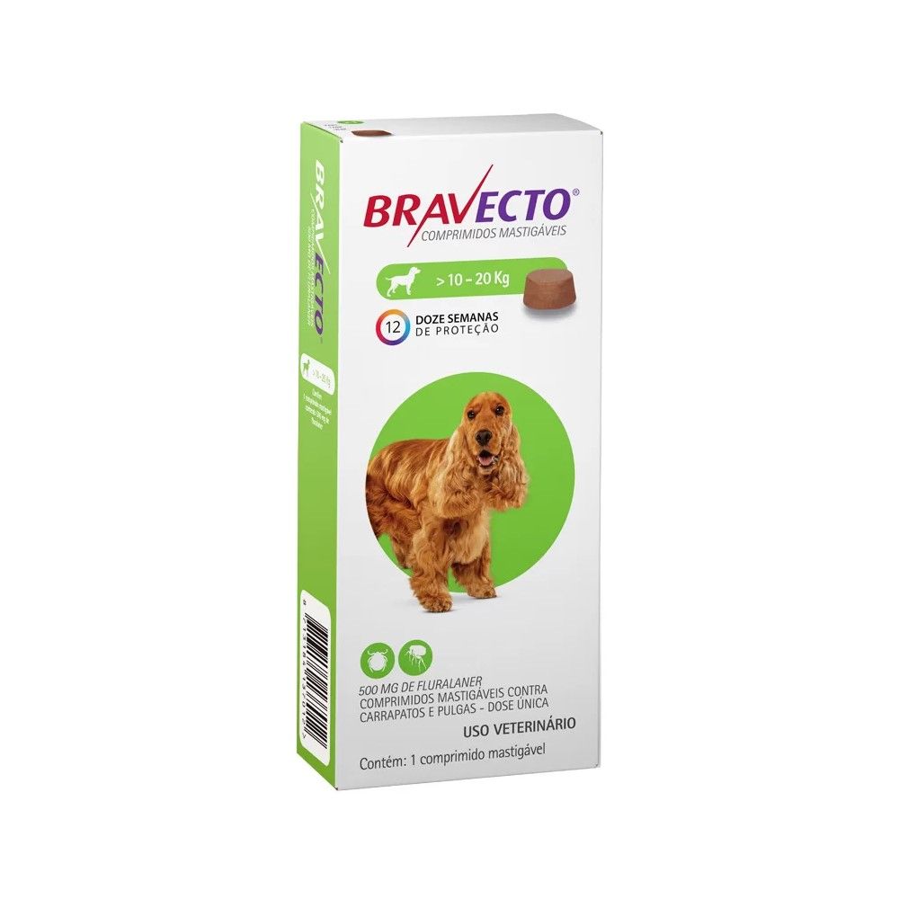 Bravecto Antipulgas e Carrapatos MSD para Cães de 10 a 20 kg