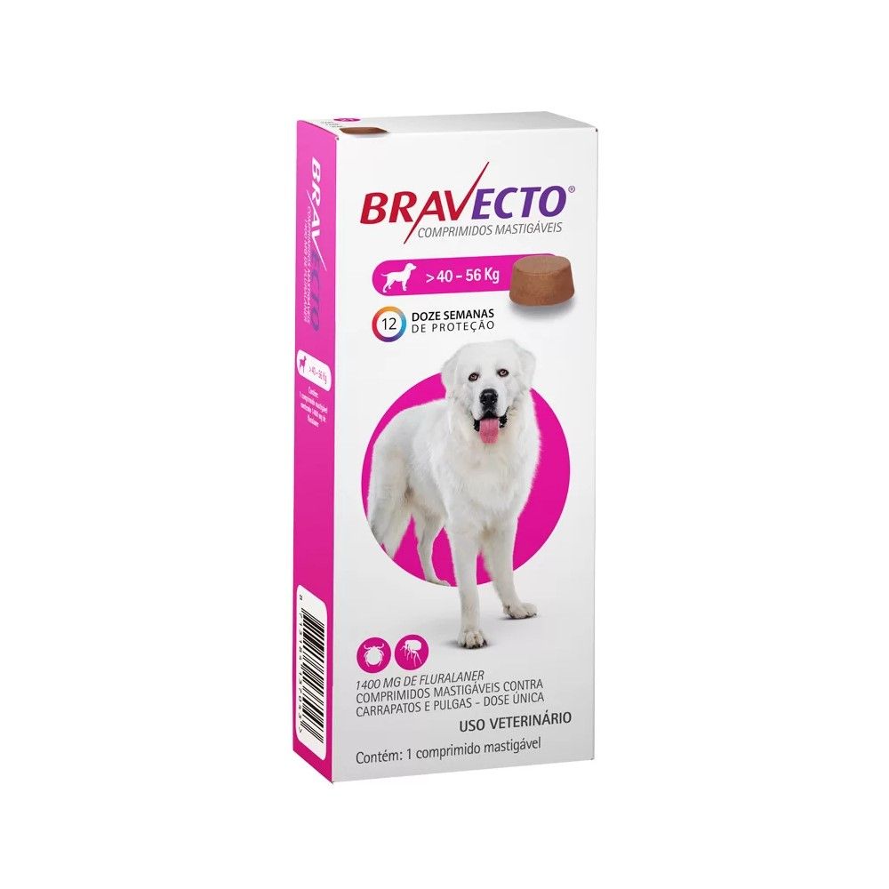 Bravecto Antipulgas e Carrapatos MSD para Cães de 40 a 56 kg
