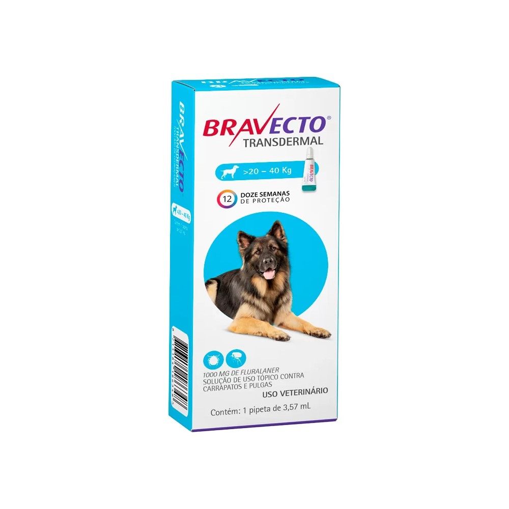 Bravecto Antipulgas e Carrapatos Transdermal MSD para Cães 20 a 40kg