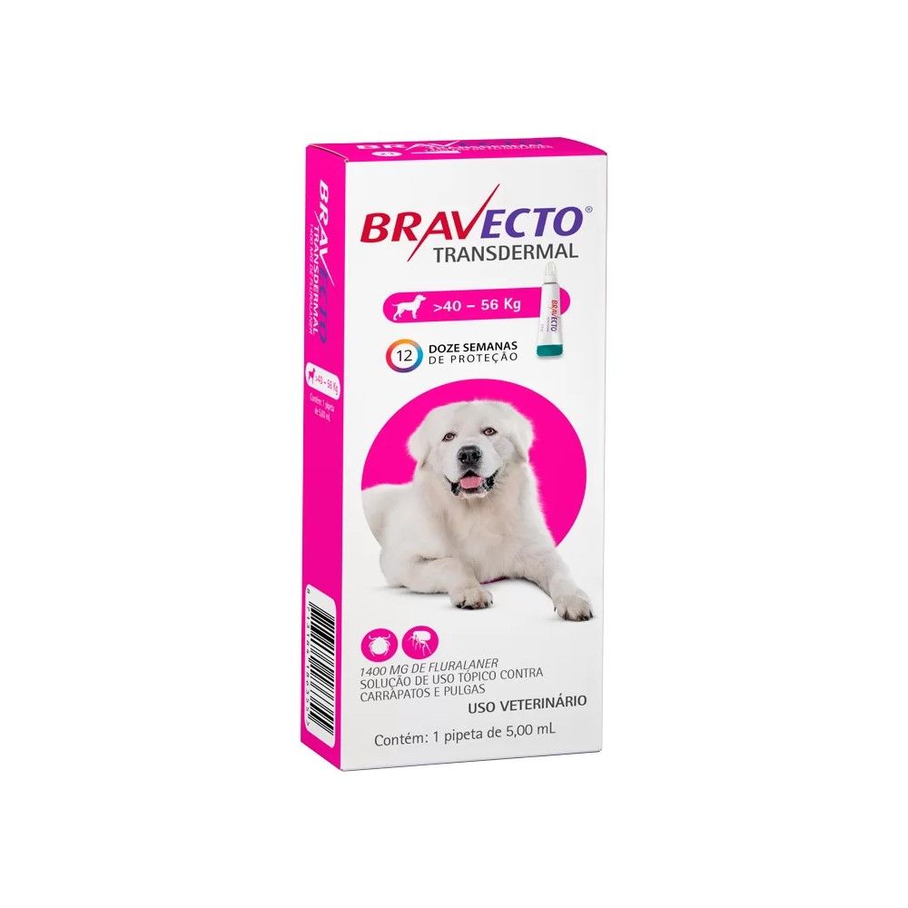 Bravecto Antipulgas e Carrapatos Transdermal MSD para Cães 40 a 56kg