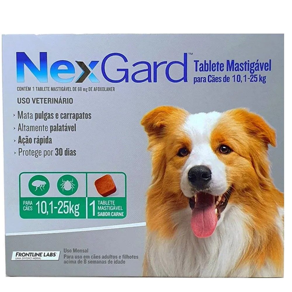 Antipulgas Nexgard para Cães de 10,1 à 25Kg - 1 Tablete