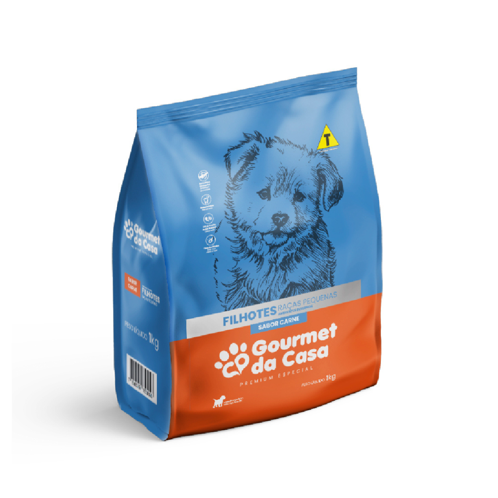 Ração Gourmet da Casa para Filhotes de Raças Pequenas Sabor Carne 1kg
