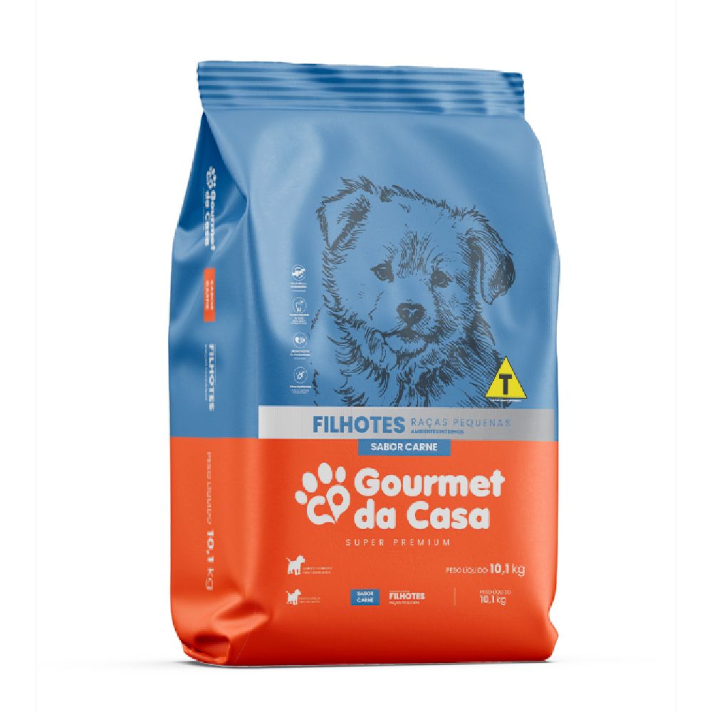 Ração Gourmet da Casa para Filhotes de Raças Pequenas Sabor Carne 10,1kg