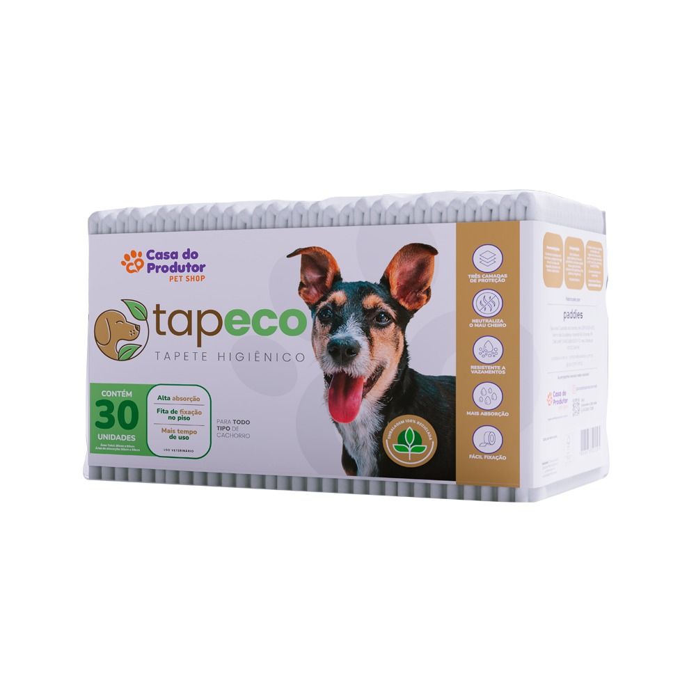 Tapete Higiênico Para Cães Tapeco 80x60cm Com 30 Unidades