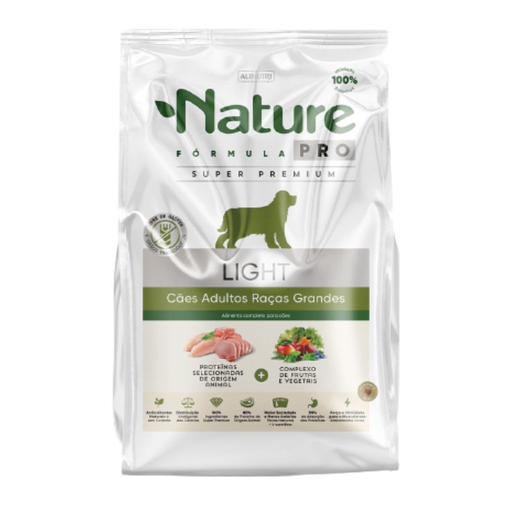 Ração Alinutri Nature Fórmula PRO LIGHT Cães Adultos Raças Grandes 15Kg