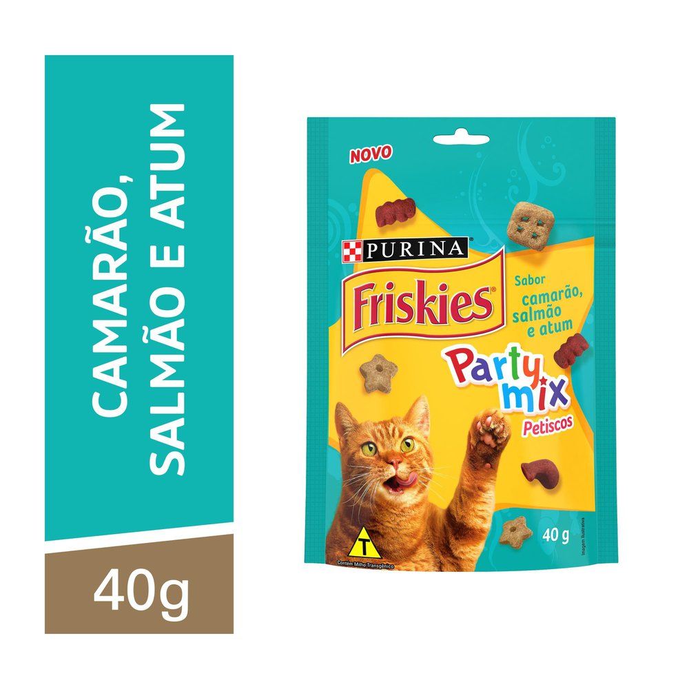 Petisco Friskies para Gatos Sabor Camarão, Salmão e Atum 40g