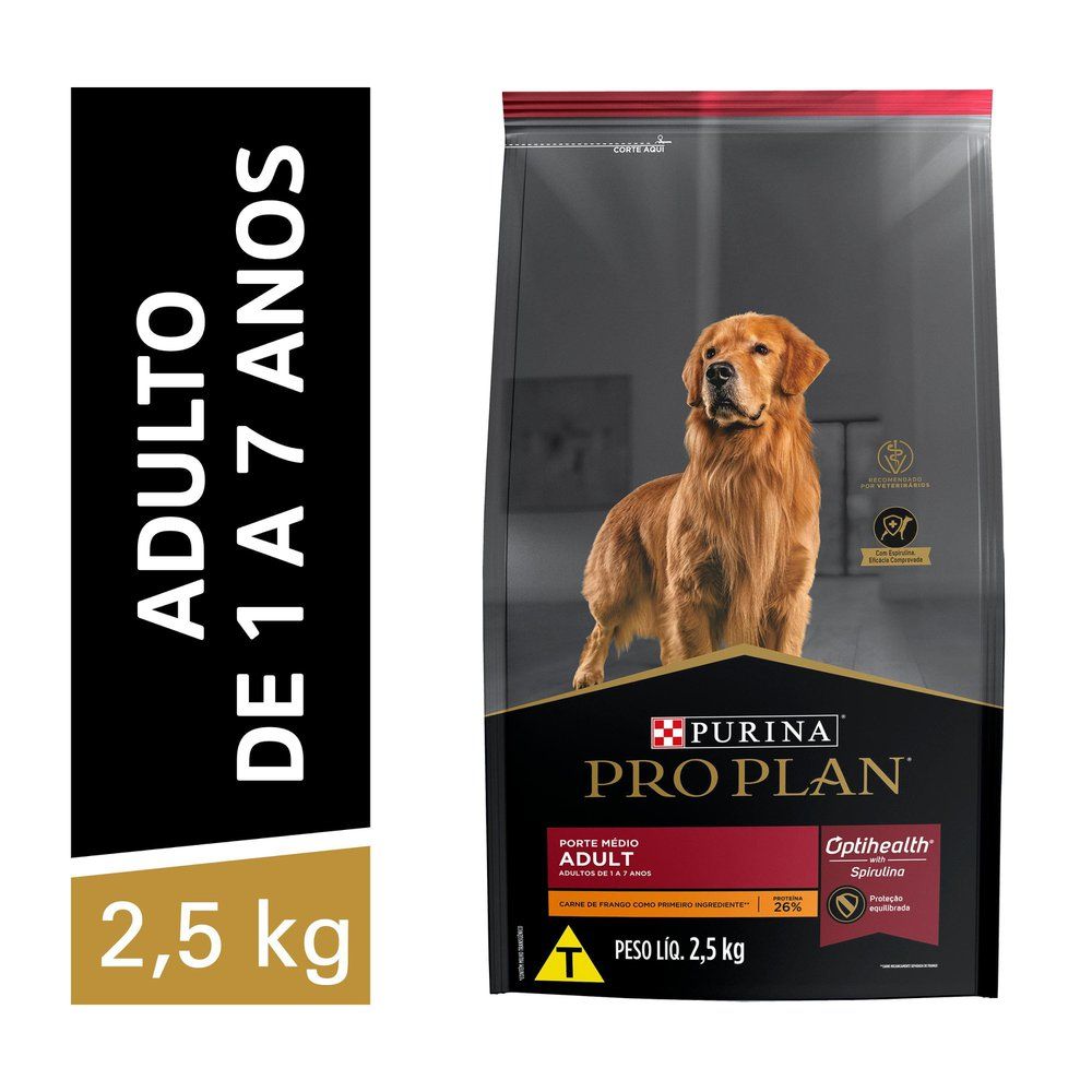 Ração Nestlé Purina Pro Plan para Cães Adultos Raças Médias 2,5kg
