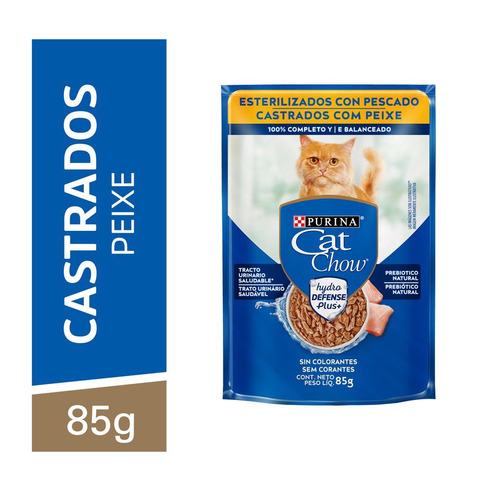 Ração Úmida Cat Chow para Gatos Castrados Sabor Peixe 85g