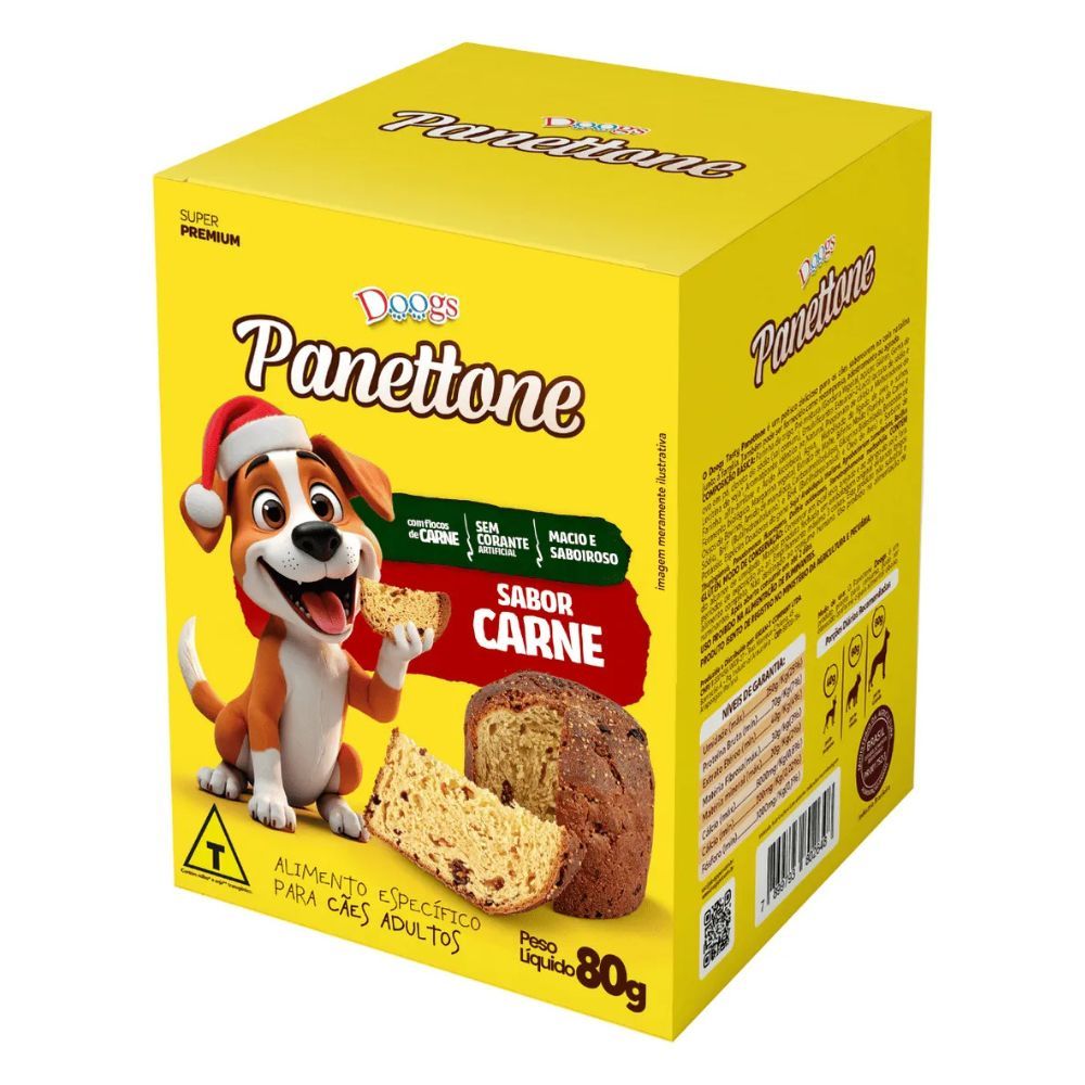 Panetone Doogs Sabor Carne Para Cães 80g