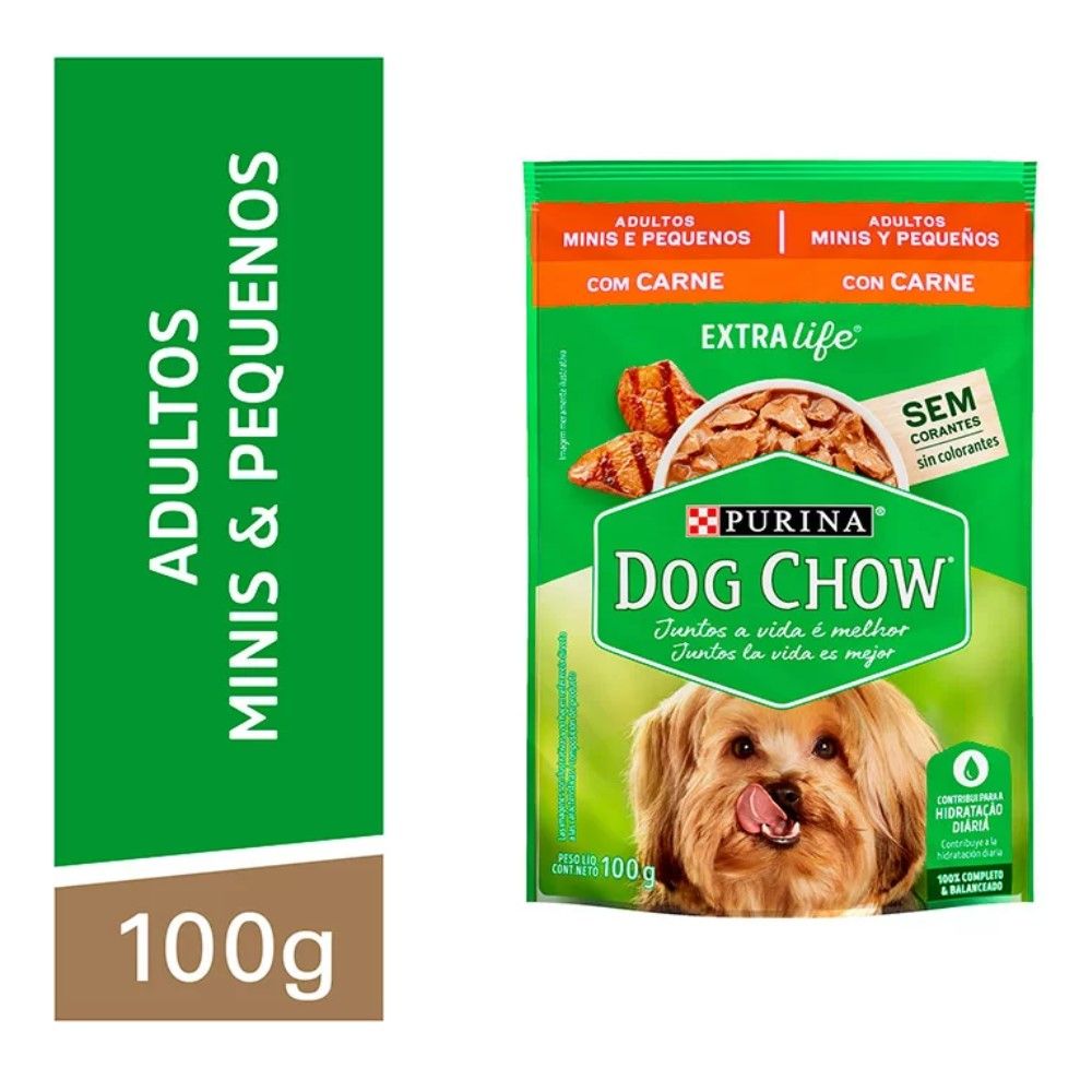 Ração Úmida Dog Chow Sabor Carne para Cães Adultos de Raças Pequenas 100g