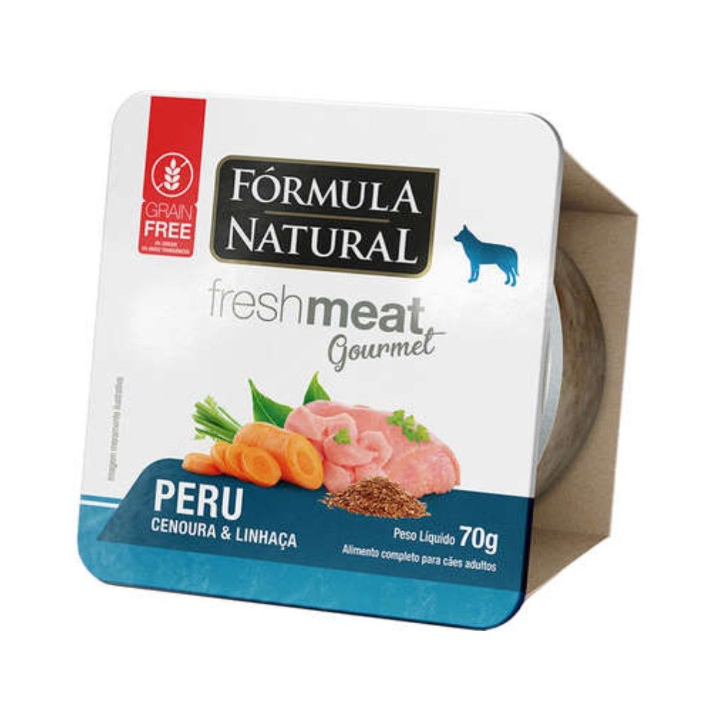 Alimento Úmido Fórmula Natural Fresh Meat Cães Adultos Peru Cenoura e Linhaça 70g