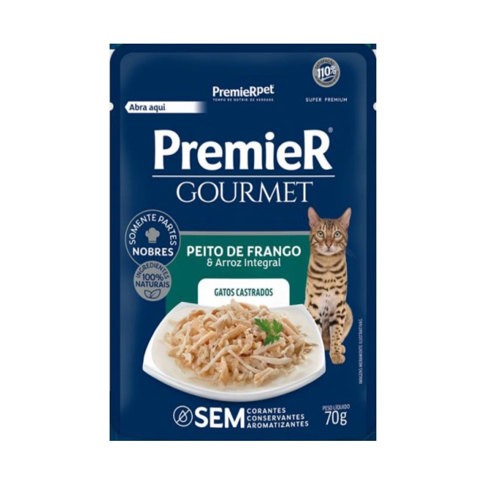 Sachê PremieR Gourmet Gatos Adultos Castrados Sabor Frango 70g