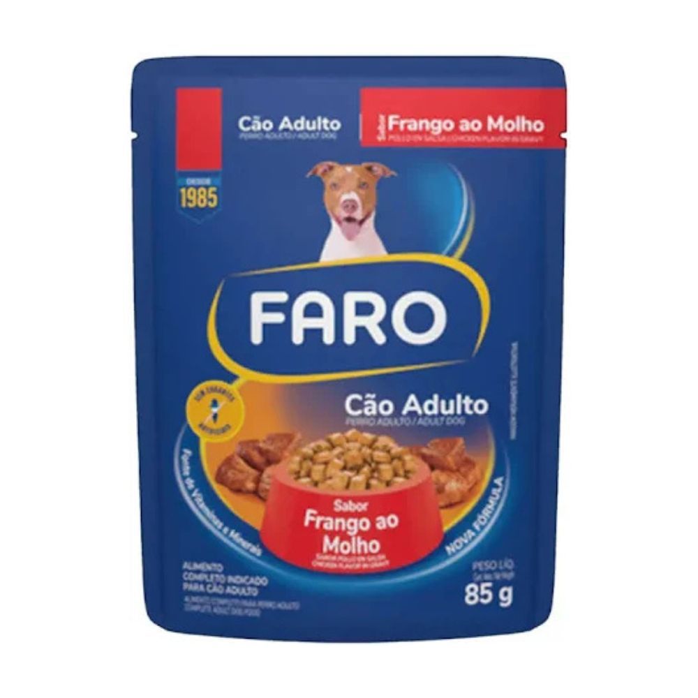 Ração Úmida Faro Para Cães Adultos Sachê sabor Frango 85g