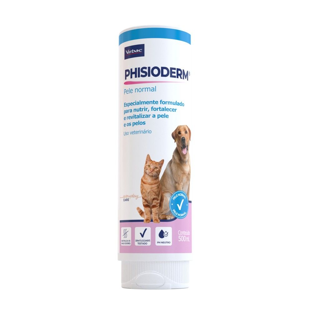 Shampoo Phisioderm Virbac Pele Normal Para Cães e Gatos 500mL