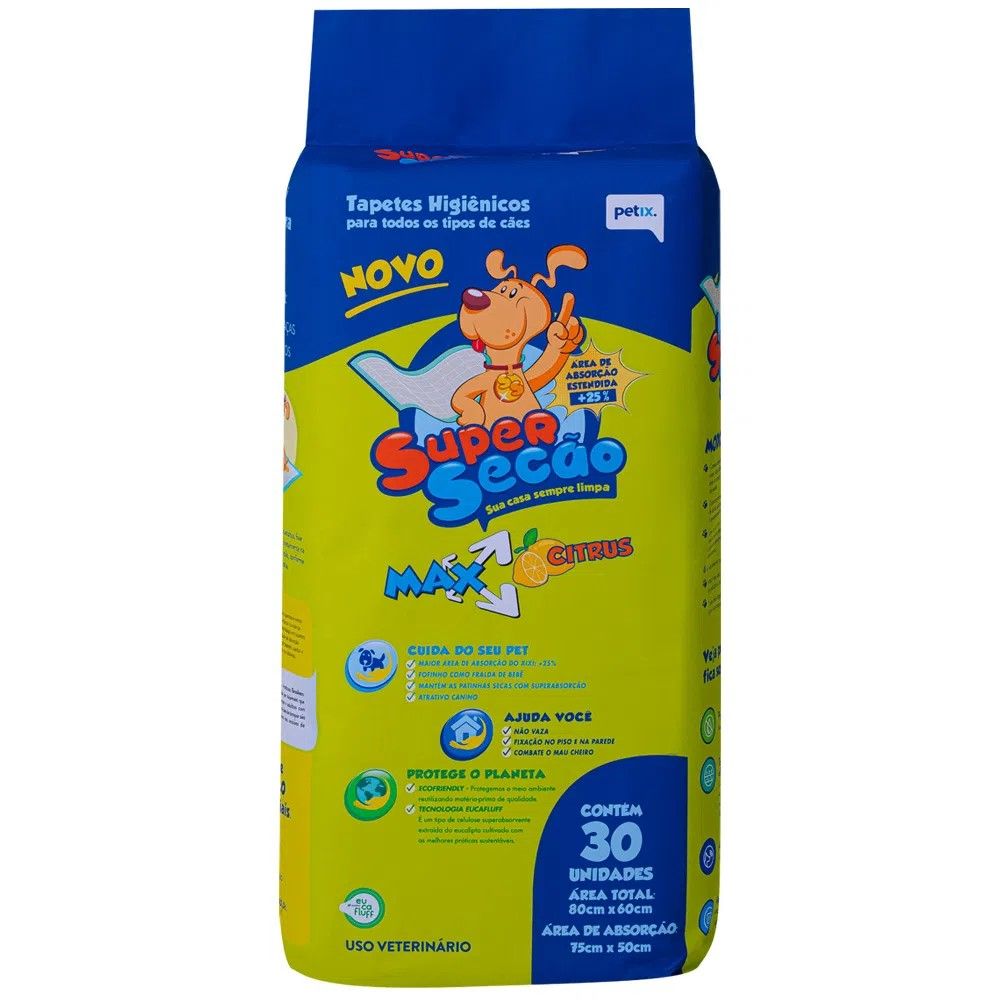Tapete Higiênico Super Secão Max Citrus Petix 80x60cm