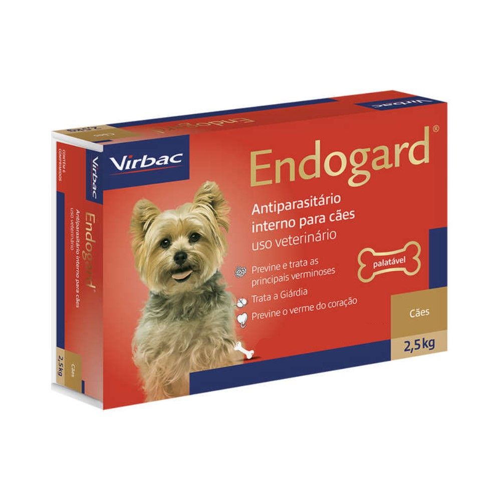 Vermífugo Endogard Virbac 2,5Kg - 6 Comprimidos
