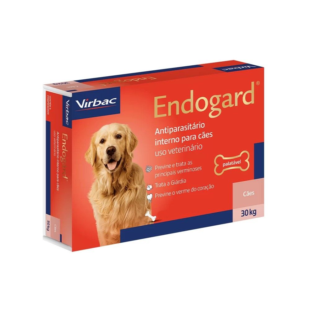 Vermífugo Endogard Virbac 30Kg - 2 Comprimidos
