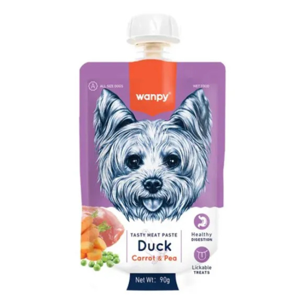 Petisco para Cão Wanpy Creamy Sachê Pato, Cenoura e Ervilha 90g